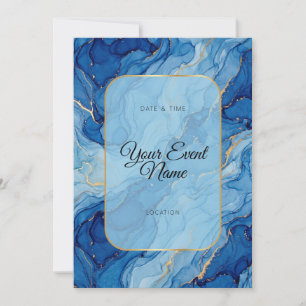 Invitation Cadre de veine d'or à encre bleu cobalt