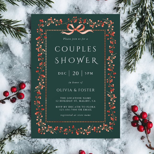 Invitation Cadre de Winterberry Rouge pour Baby Shower Couple (Créateur téléchargé)