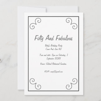 Invitation Cadre Design Argent Cinquante Et Fabuleux Annivers
