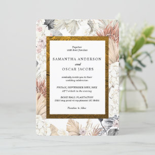 Invitation Cadre d'or de l'orchidée florale moderne 
