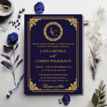 Cadre Doré Classique Monogramme Royal Mariage