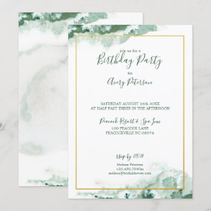 Invitation Cadre doré Ombre en marbre vert Unisex Anniversair