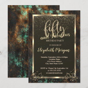 Invitation Cadre doré Teal Cooper Patina 50th