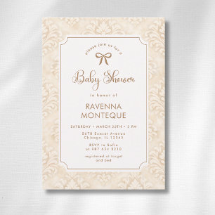 Invitation Cadre d'ornement en ivoire vintage avec un nœud do