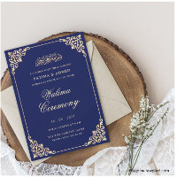 Cadre élégant baroque Cérémonie Walima bleu royal