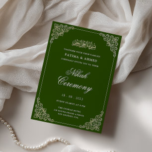 Invitation Cadre Élégant Baroque Vert Émeraude Cérémonie de N