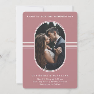Invitation Cadre élégant   Mariage photo Rose Dusty