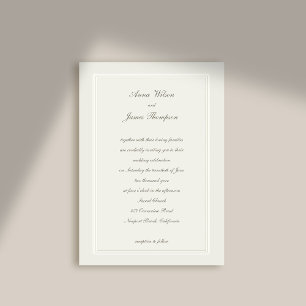 Invitation Cadre élégant moderne classique Ecru Mariage forme