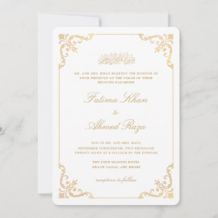 Invitation Cadre élégant vintage antique doré pour cérémonie