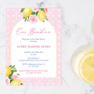 Invitation Cadre en Arche Ciao Bambina Citrons Fille Baby Sho