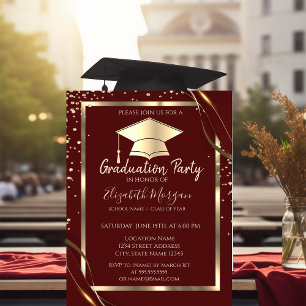 Invitation Cadre en or Diamants Casquette de remise de diplôm