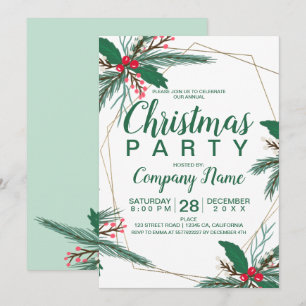 Invitation Cadre en or mistletoe de Noël rustique