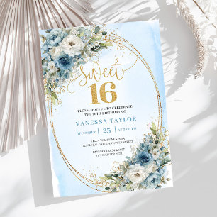 Invitation Cadre étincelant en or pour un doux anniversaire d