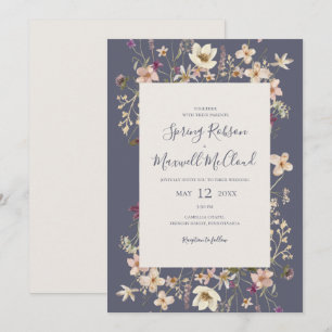 Invitation Cadre Fleur sauvage de printemps violet Mariage Dé