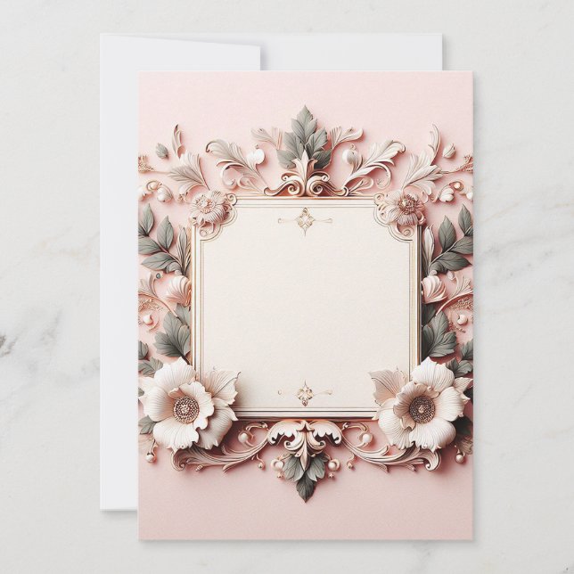 Invitation Cadre floral 3D (Devant)