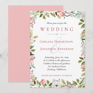 Invitation Cadre floral aquarelle de pivoines et d'eucalyptus