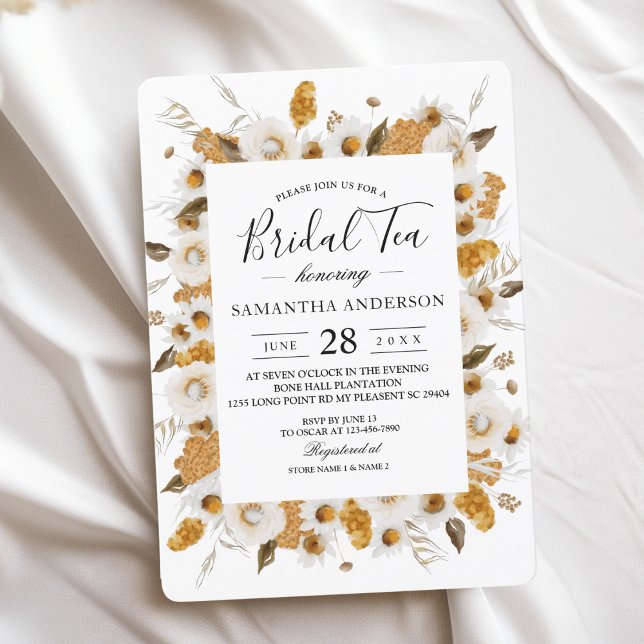Invitation Cadre floral aquarelle jaune et blanc d'automne (Créateur téléchargé)