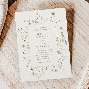 Invitation Cadre floral bohème mariage champêtre