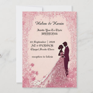 Invitation 🌸 Cadre floral de style jardin silhouette élégant