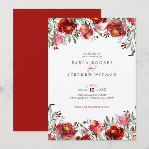 Invitation Cadre floral du jardin rouge profond
