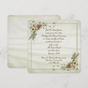 Invitation Cadre floral ivoire d'automne pour Mariage