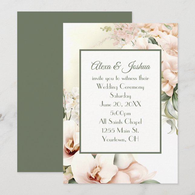 Invitation Cadre Floral mariage (Devant / Derrière)