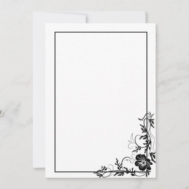 Invitation Cadre floral noir simple (Devant)