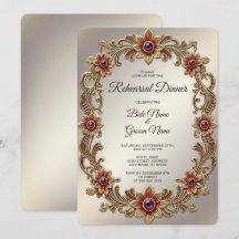 Cadre Floral Or avec Dîner de répétition de pierre