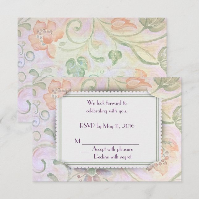 Invitation Cadre floral pour RSVP (Devant / Derrière)