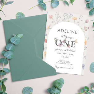 Invitation Cadre floral sauvage Fleur sauvage 1er anniversair