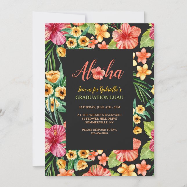 Invitation Cadre floral tropical (Devant)