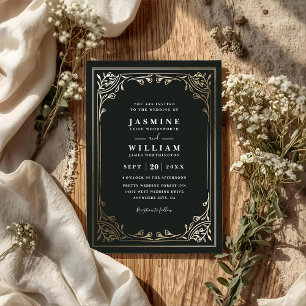 Invitation Cadre floral vintage élégant chic mariage code QR