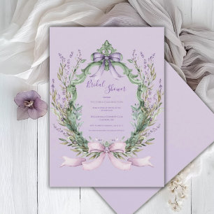 Invitation Cadre floral violet Élégant nœud papillon Mariage 