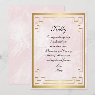 Invitation Cadre Géométrique Or Marbre Rose Maid Of Honor
