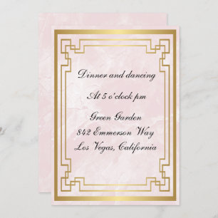 Invitation Cadre géométrique Or Marbre rose Réception de mari
