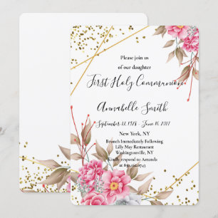 Invitation Cadre géométrique Or Rose Floral Premier Saint Com