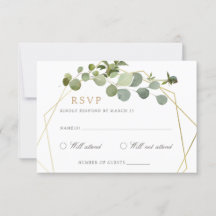 Cadre géométrique Or Vert Mariage élégant RSVP