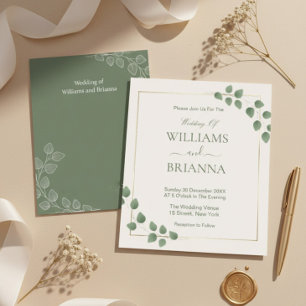 Invitation Cadre géométrique vert minimaliste moderne Mariage