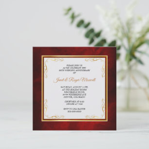 Invitation Cadre Gold Corner Red 50e anniversaire Mariage