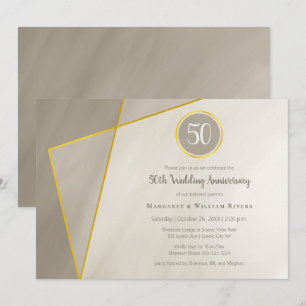Invitation cadre gris antique or 50e anniversaire