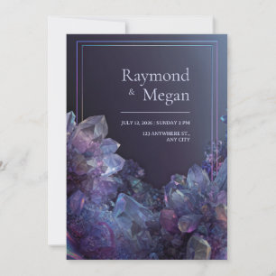 Invitation Cadre holographique améthyste violet iridescent