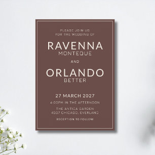 Invitation Cadre ivoire au chocolat Mariage Argent Ancien Mod