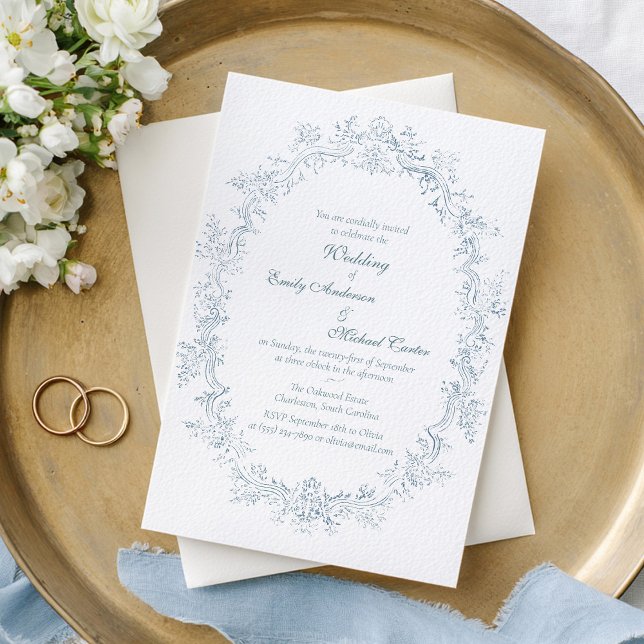 Invitation Cadre Mariage bleu vintage (Créateur téléchargé)