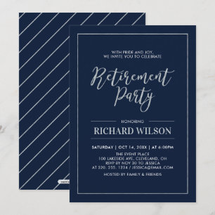 Invitation Cadre Marine et Argent Parti de la retraite mode