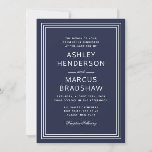 Invitation Cadre moderne simple Mariage de marine élégant