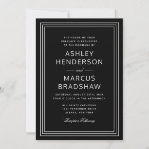 Invitation Cadre moderne simple Mariage noir élégant