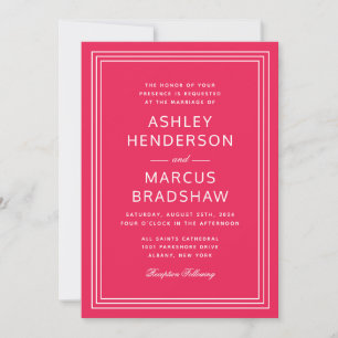Invitation Cadre moderne simple Mariage rose gras