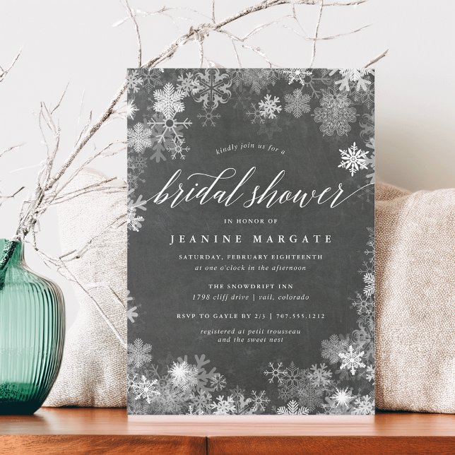 Invitation Cadre neige | Fête des mariées hivernale rustique (Créateur téléchargé)