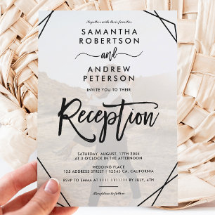 Invitation Cadre noir chic accueil script photo simple