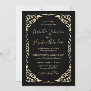 Invitation Cadre noir et or classique Toutes les occasions